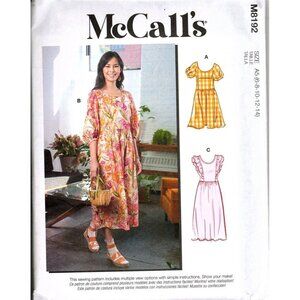 McCall's M8192 Misses 6 to 14 Pullover Dresses New Uncut Sewing Pattern